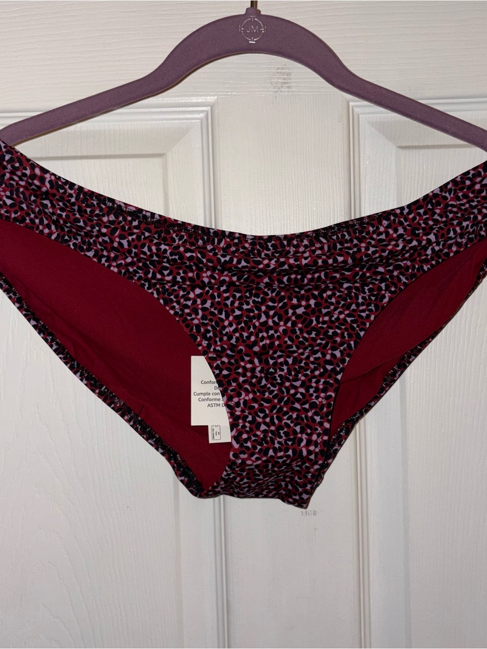 Amazon Essentials Women’s XL Bikini Bottoms Burgundy Leopard